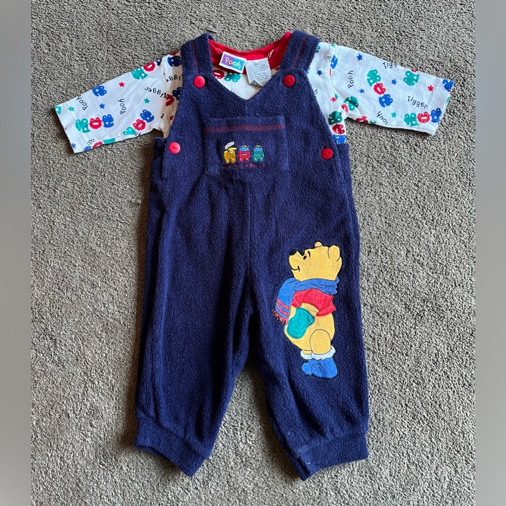 Vintage Disney Infant size 9 Months ‘Pooh & Tigger’ Overalls & Matching Top